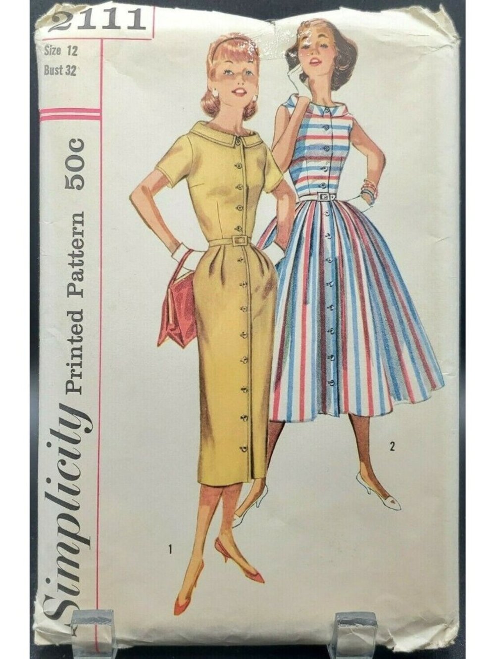 1940s Jr. Misses' Dress & Skirt Pattern Simplicity #2111 Vintage Uncut Size 12